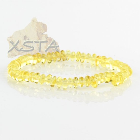 Amber bracelet Yellow flat beads